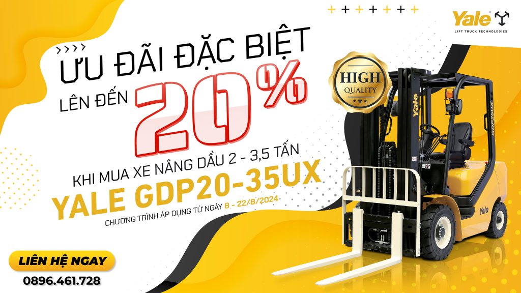 Giảm giá 20% xe nâng dầu Yale GDP20-35UX