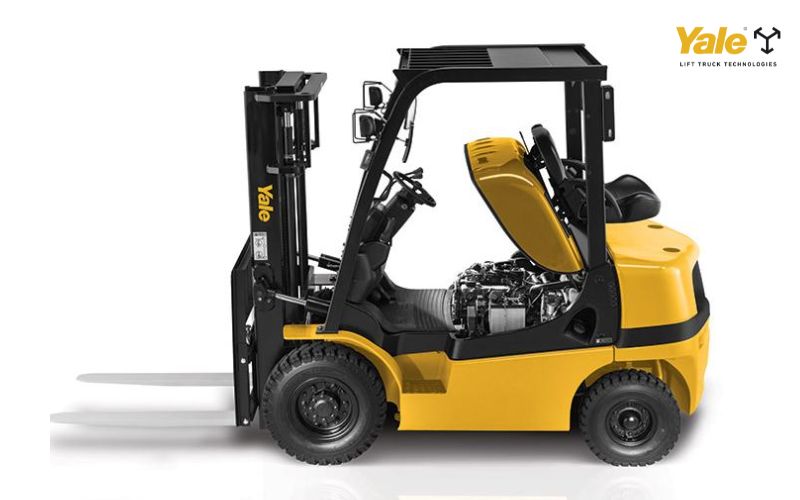 Khung nâng xe nâng hoạt động dựa trên nguyên lý thủy lực kết hợp với hệ thống dây xích và ròng rọc để tạo ra chuyển động nâng hạ