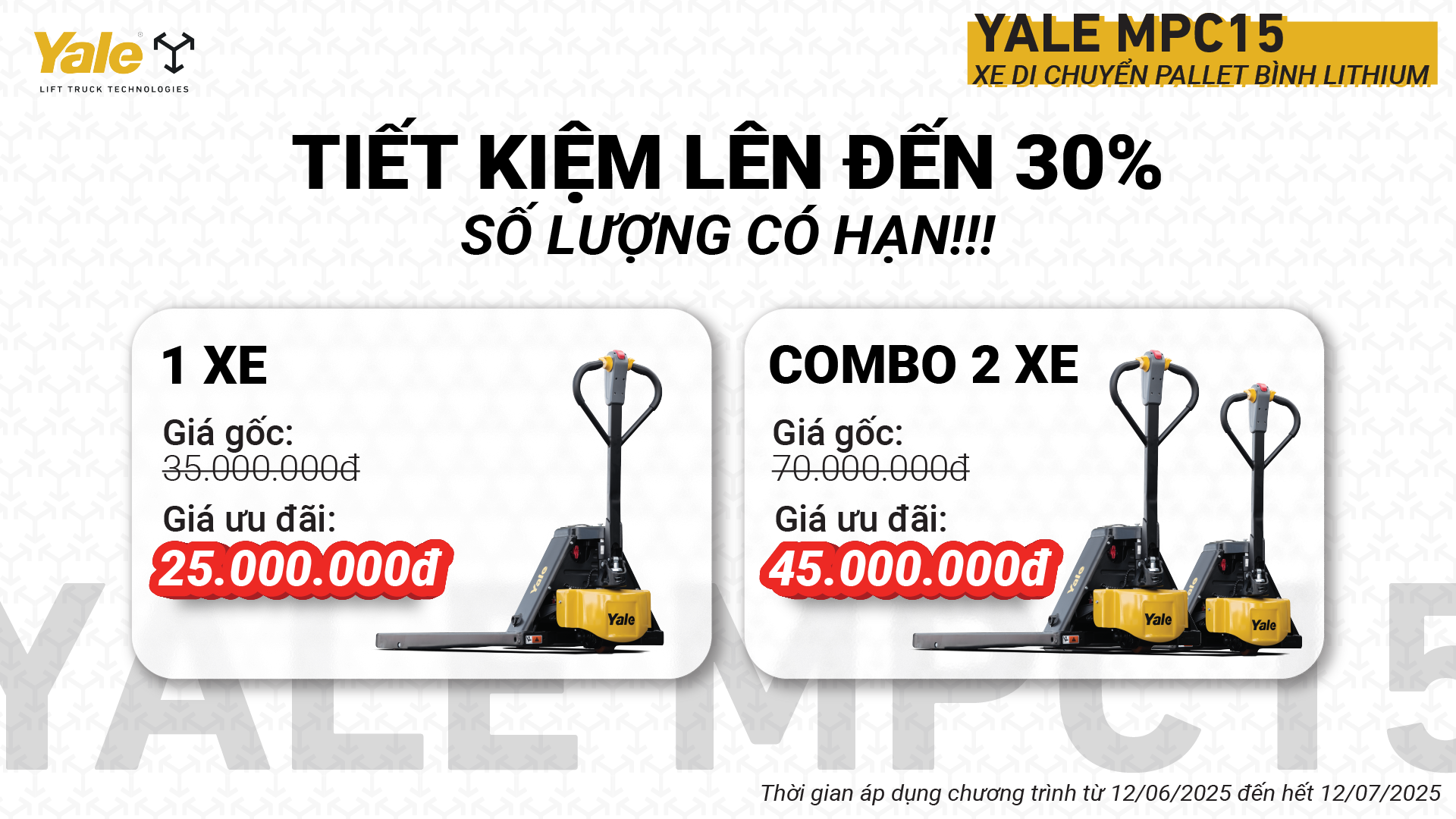 Khuyến mãi xe nâng tay điện Yale MPC15