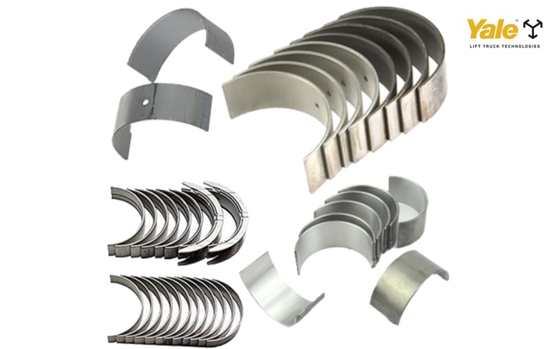 Bạc lót trục khuỷu xe nâng có cấu tạo hai nửa bán nguyệt, gia công chính xác và làm từ các hợp kim chịu tải, chống mài mòn để giảm ma sát và tăng độ bền động cơ