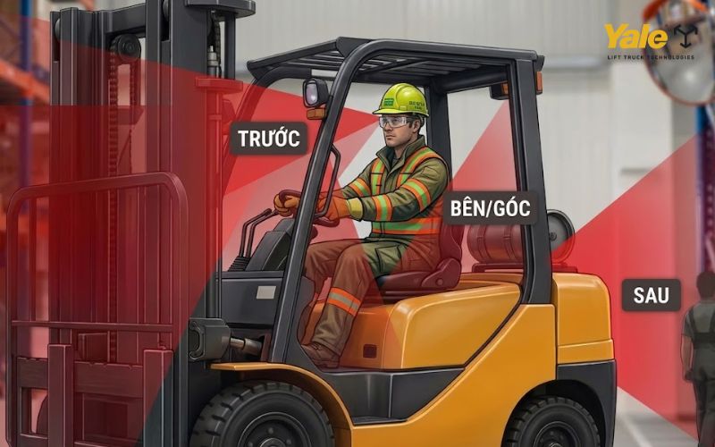 Điểm mù xe nâng: Vị trí nguy hiểm và cách khắc phục Điểm mù xe nâng: Vị trí nguy hiểm và cách khắc phục